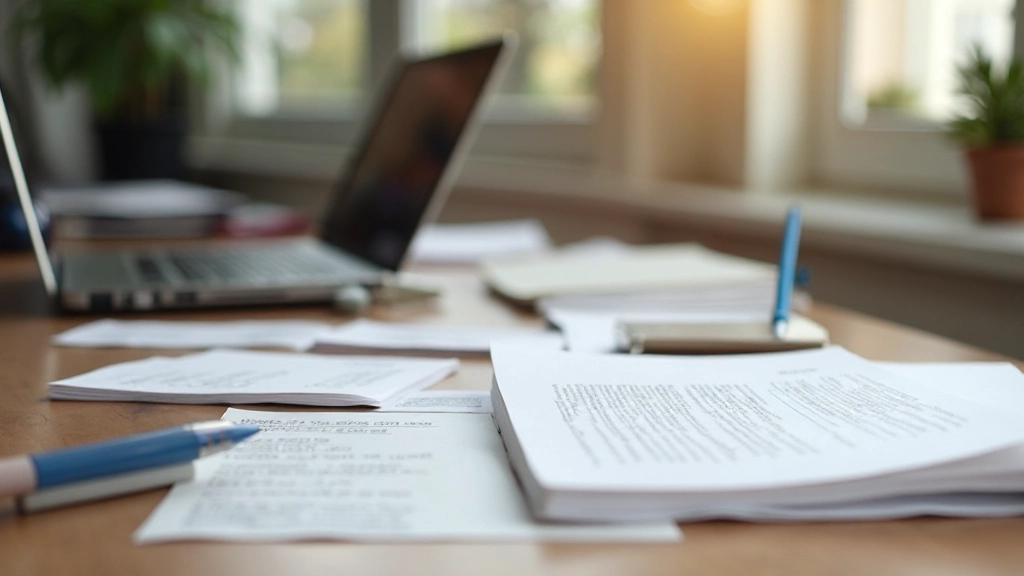 Gedetailleerde afbeelding van Nederlandse taalreferentiematerialen en grammaticaresources neatly georganiseerd op een studietafel