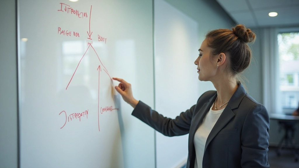 Diagram met Nederlandse schrijfstructuur tonen introductie, body en conclusie secties met voorbeeldtekst, onderwijs schets, helder ontwerp, professionele layout