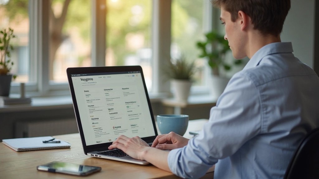Laptop toont Nederlandse leer-app met woordenschat-oefeningen en digitale hulpmiddelen