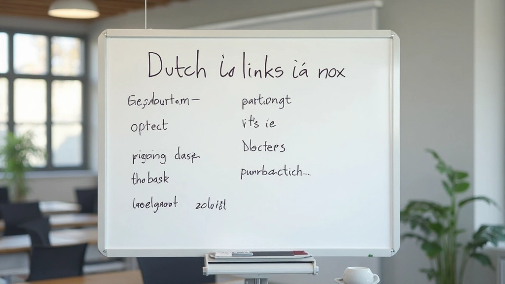 Close-up afbeelding van Nederlandse grammaticaregels die neatly zijn georganiseerd op een whiteboard in een heldere klasruimte