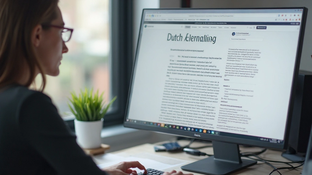 Moderne computermonitor toont Nederlandse teksteditor met heldere, goed geformateerde artikeltekst, professionele schrijfomgeving, modern kantoor